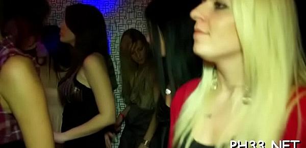 Blond cute waiter dripping puss